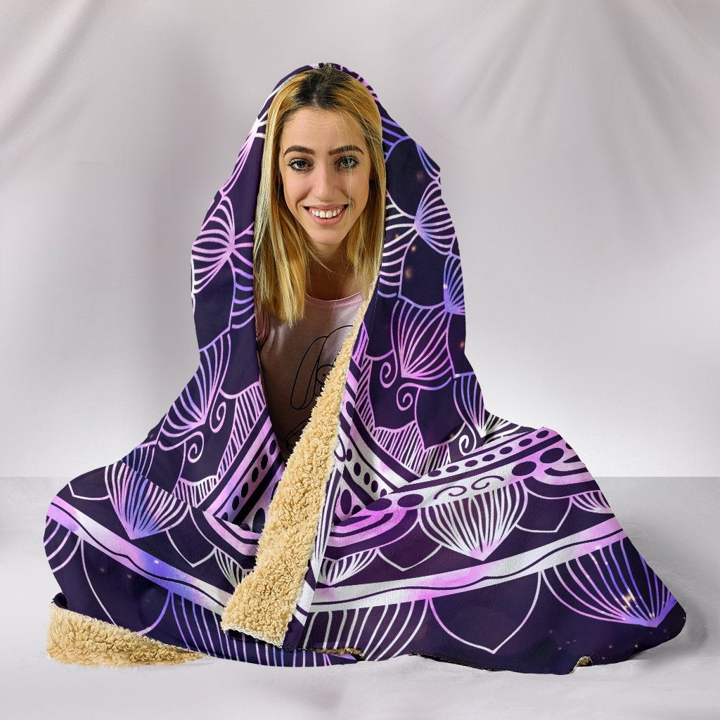 Purple Mandala Hooded Blanket