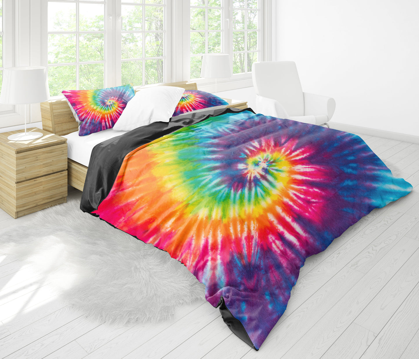 Colorful Tie Dye Spiral Bedding Set