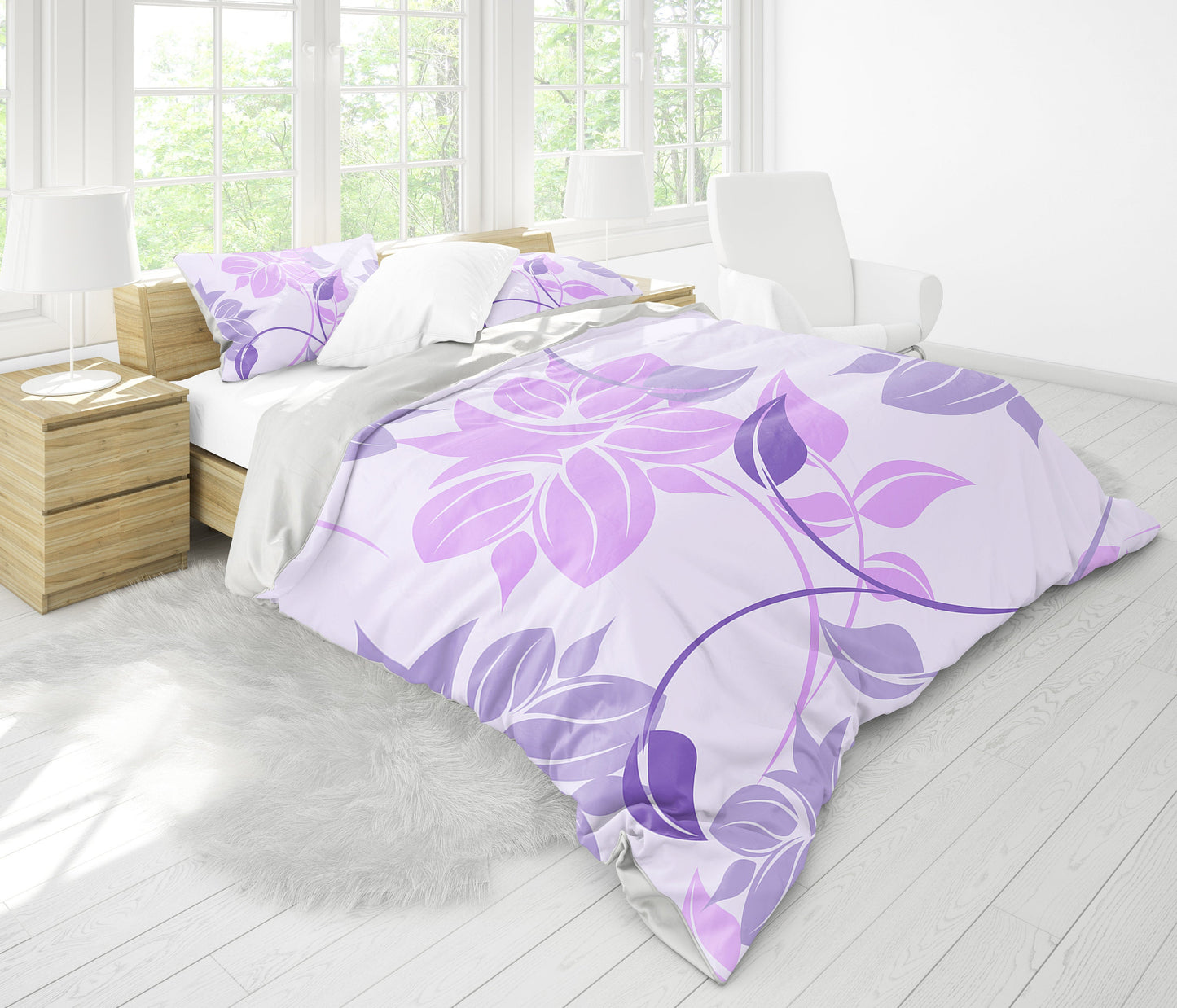 Purple Floral Bedding Set