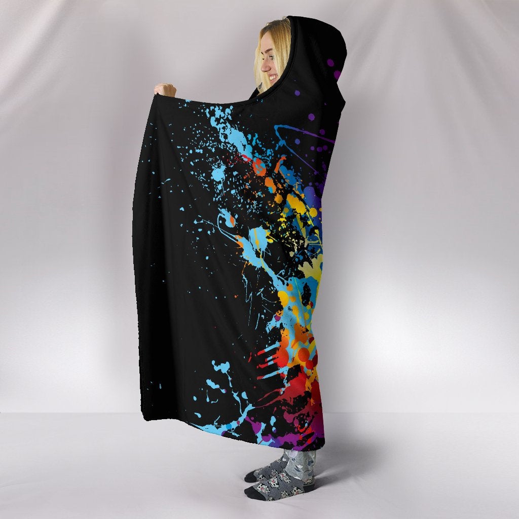 Colorful Paint Splash Abstract Art Hooded Blanket