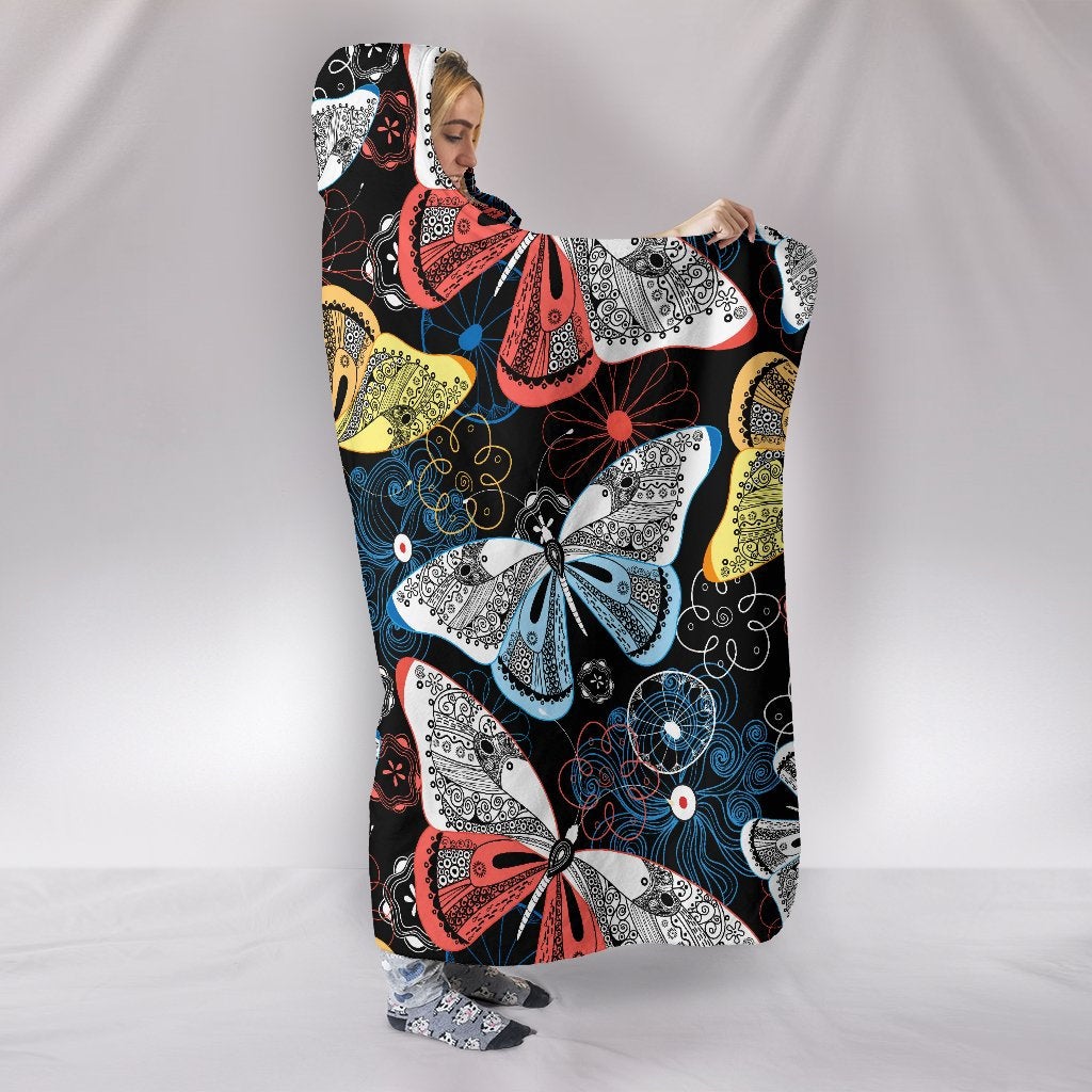 Colorful Butterflies Decor Hooded Blanket