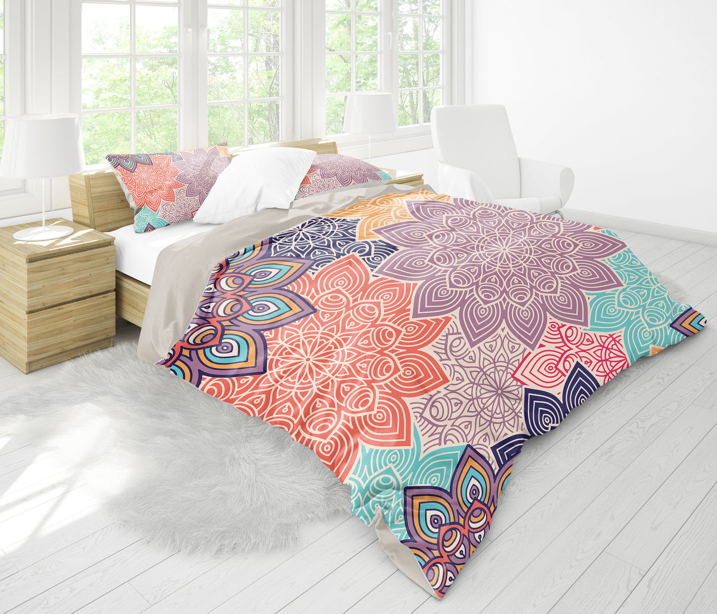 Colorful Floral Mandalas Bedding Set