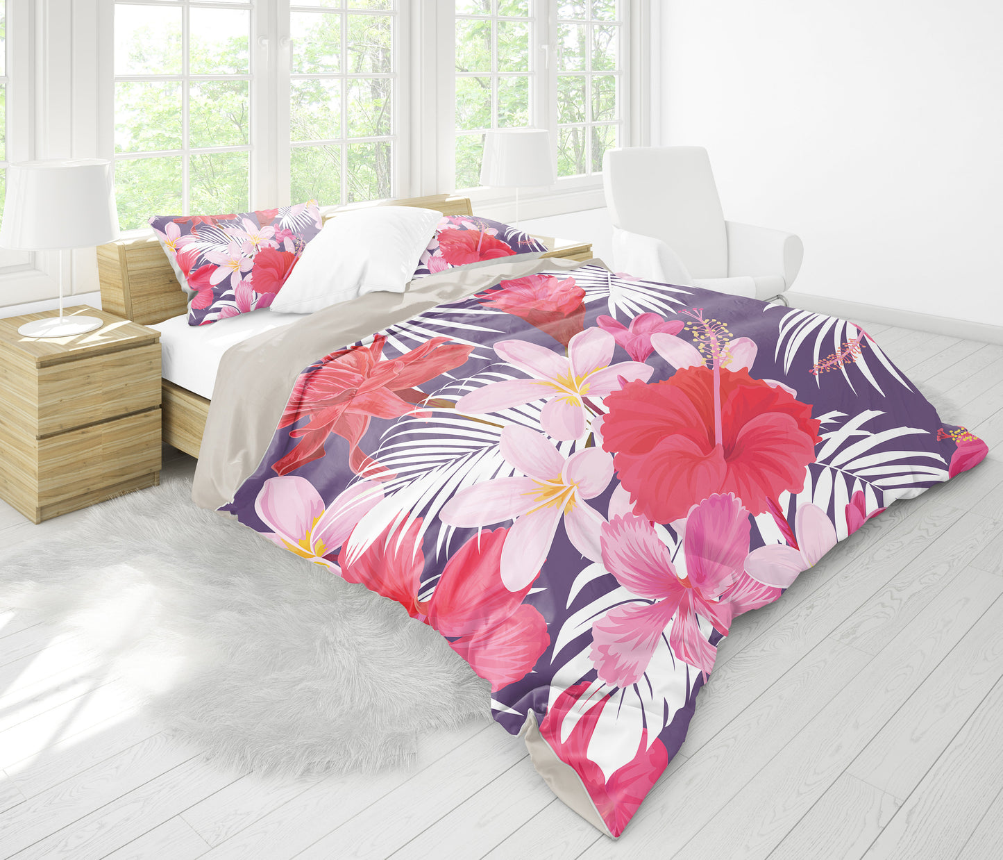 Pink Flowers Bedding Set