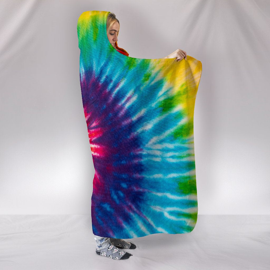 Colorful Tie Dye Spiral Hooded Blanket