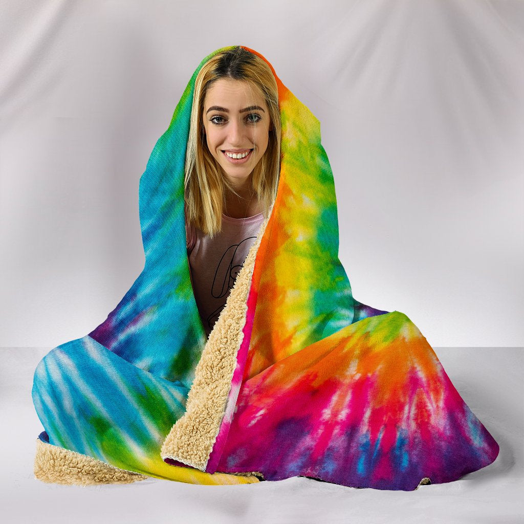Colorful Tie Dye Spiral Hooded Blanket