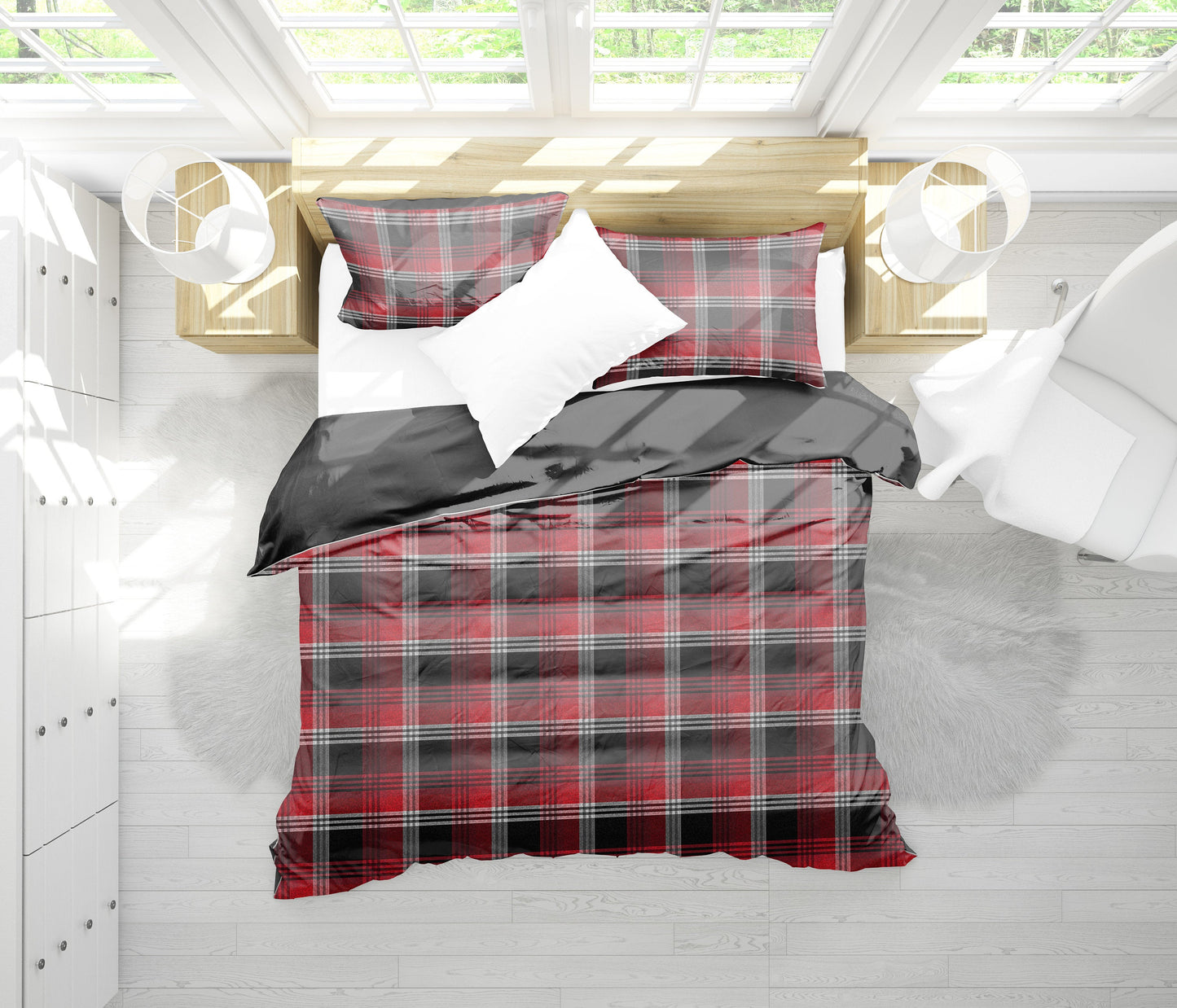 Red Plaid Bedding Set