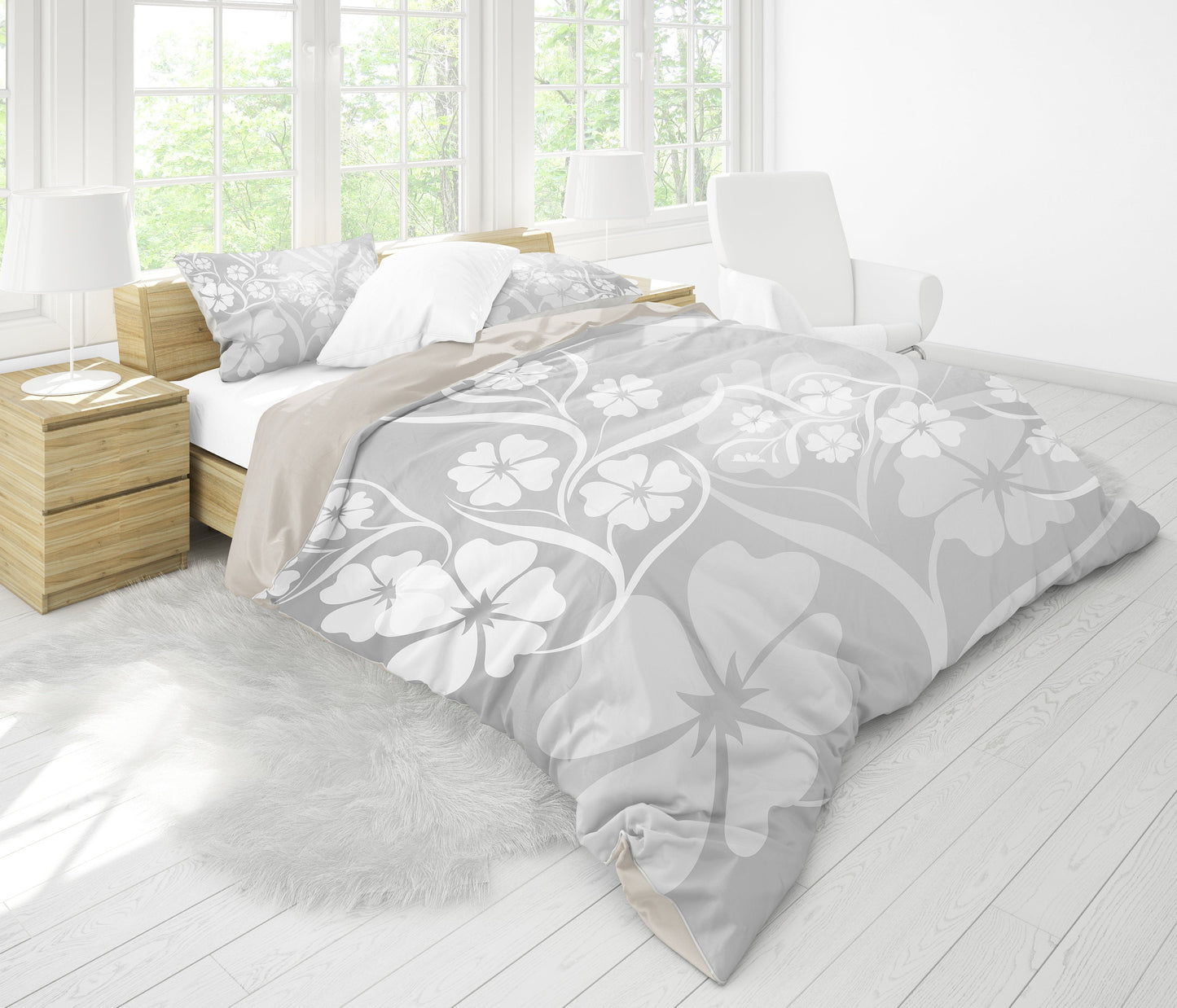 Ivory Flowers Bedding Set