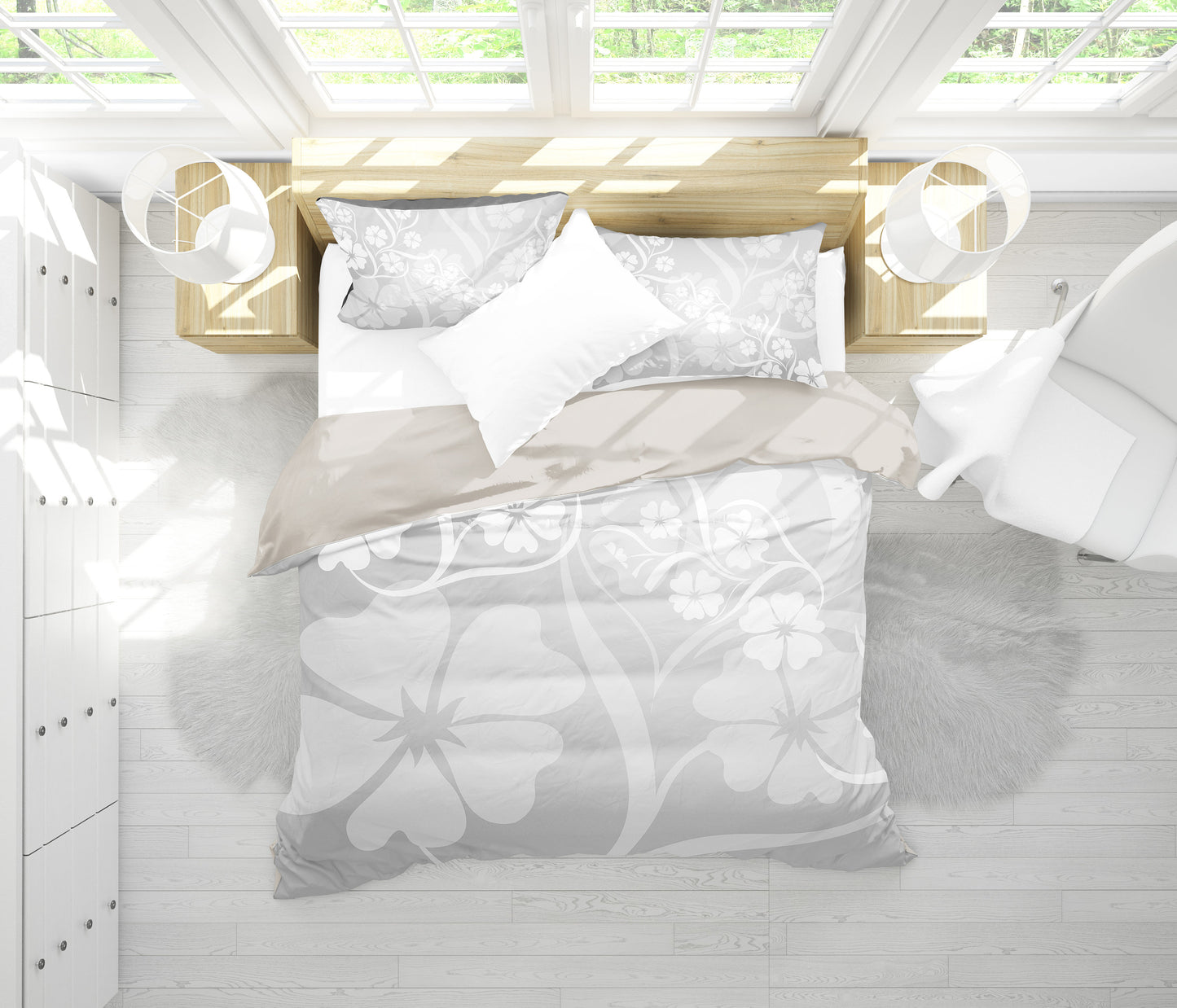 Ivory Flowers Bedding Set