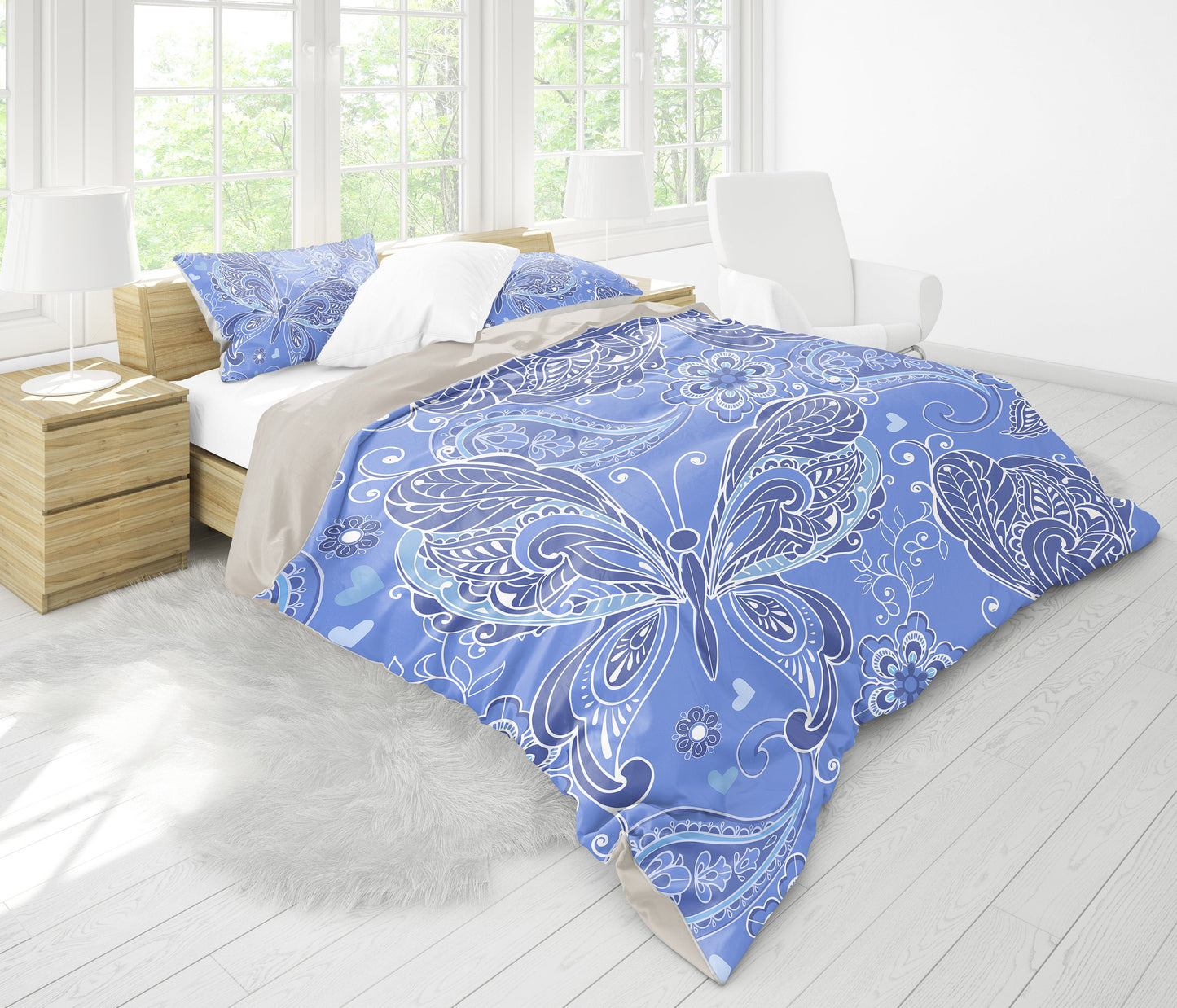 Purple Butterflies Decor Bedding Set