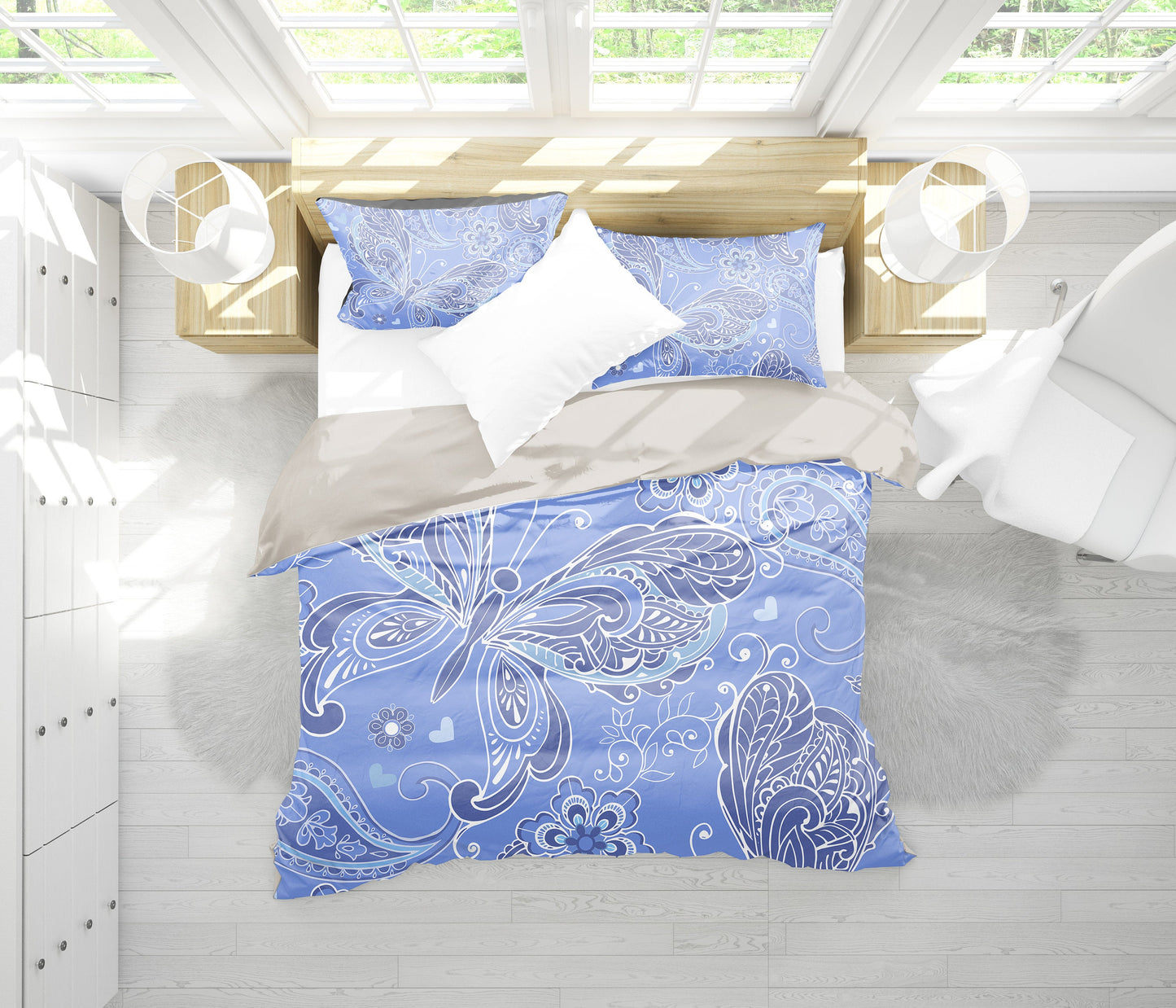 Purple Butterflies Decor Bedding Set