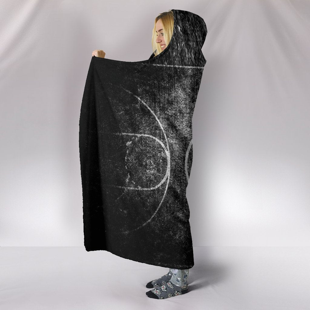Black & White Grunge Basketball Court Hooded Blanket