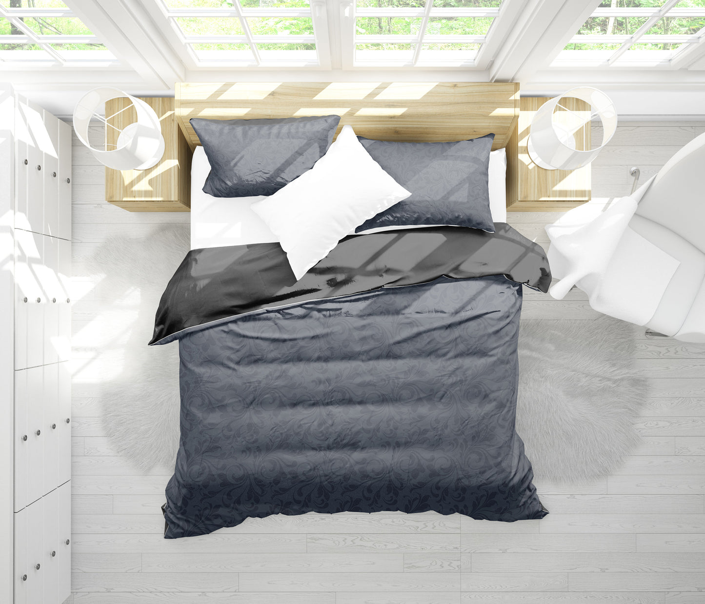 Dark Grey Decor Bedding Set
