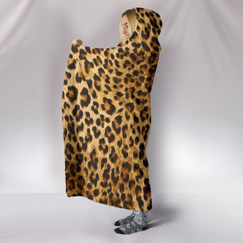 Leopard Print Hooded Blanket