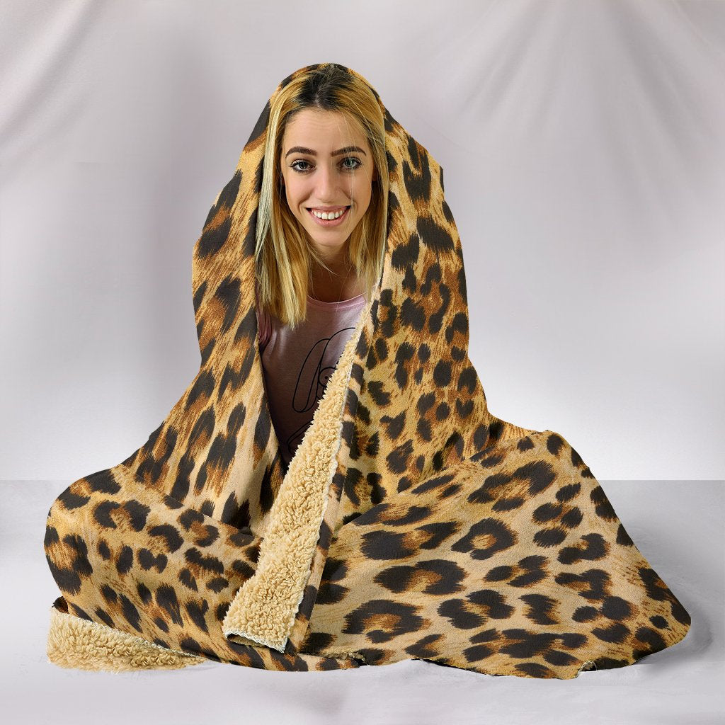 Leopard Print Hooded Blanket