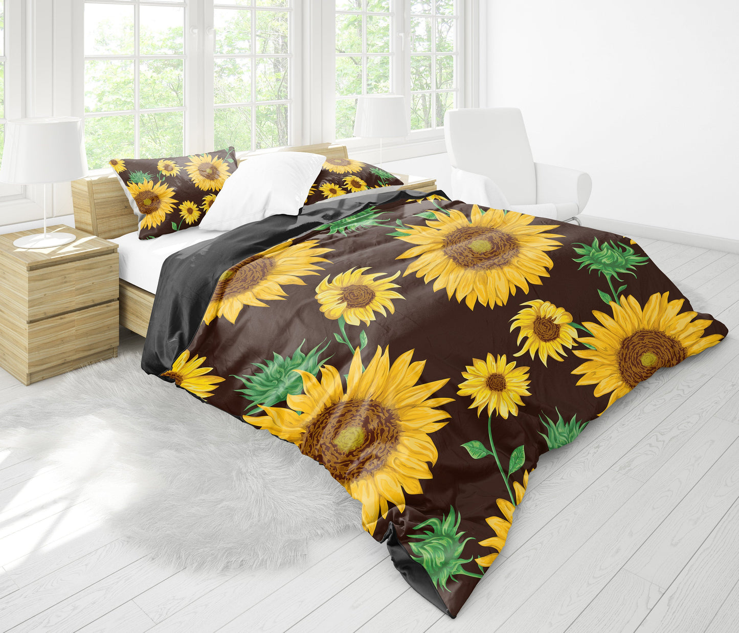 Sunflowers Black Bedding Set