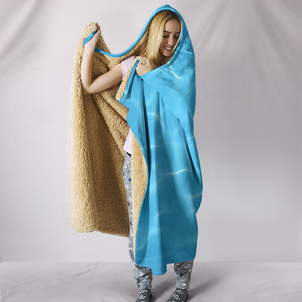 Light Blue Water Surface Hooded Blanket