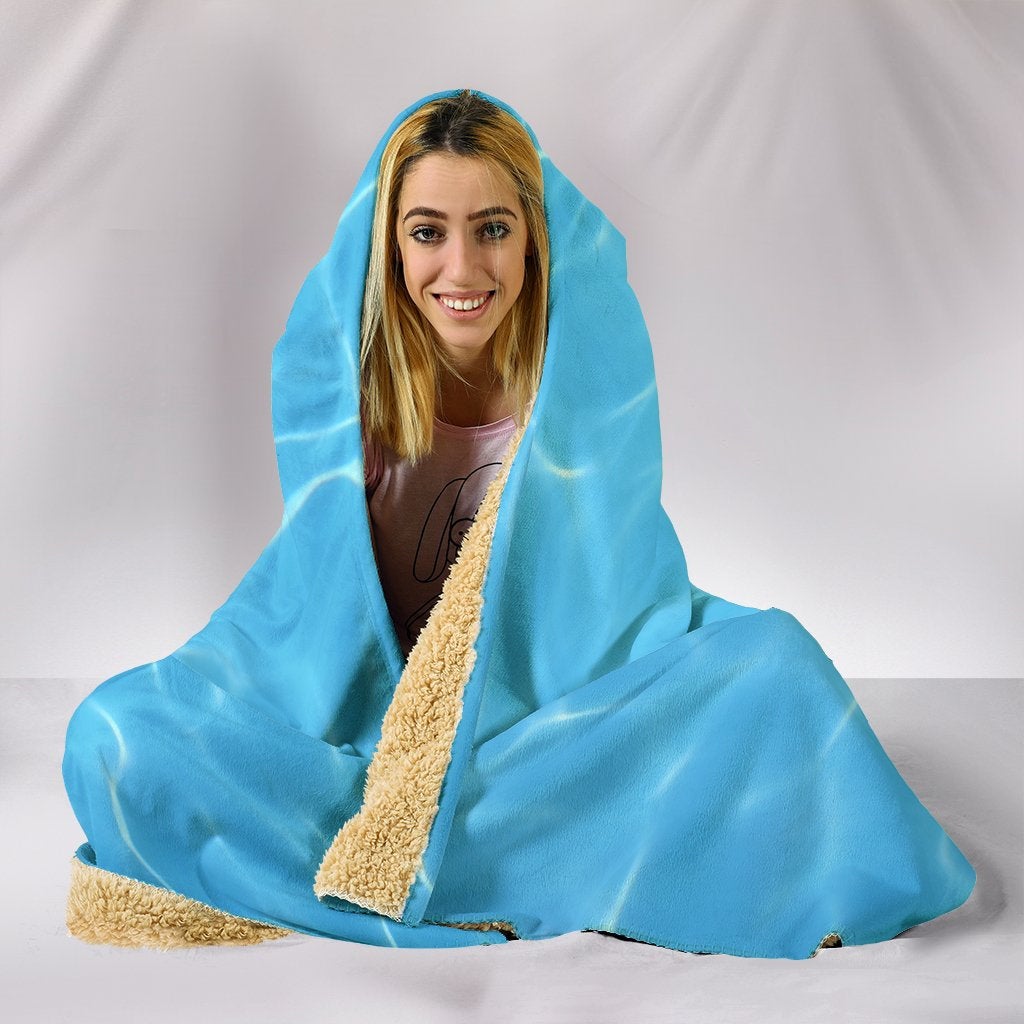 Light Blue Water Surface Hooded Blanket