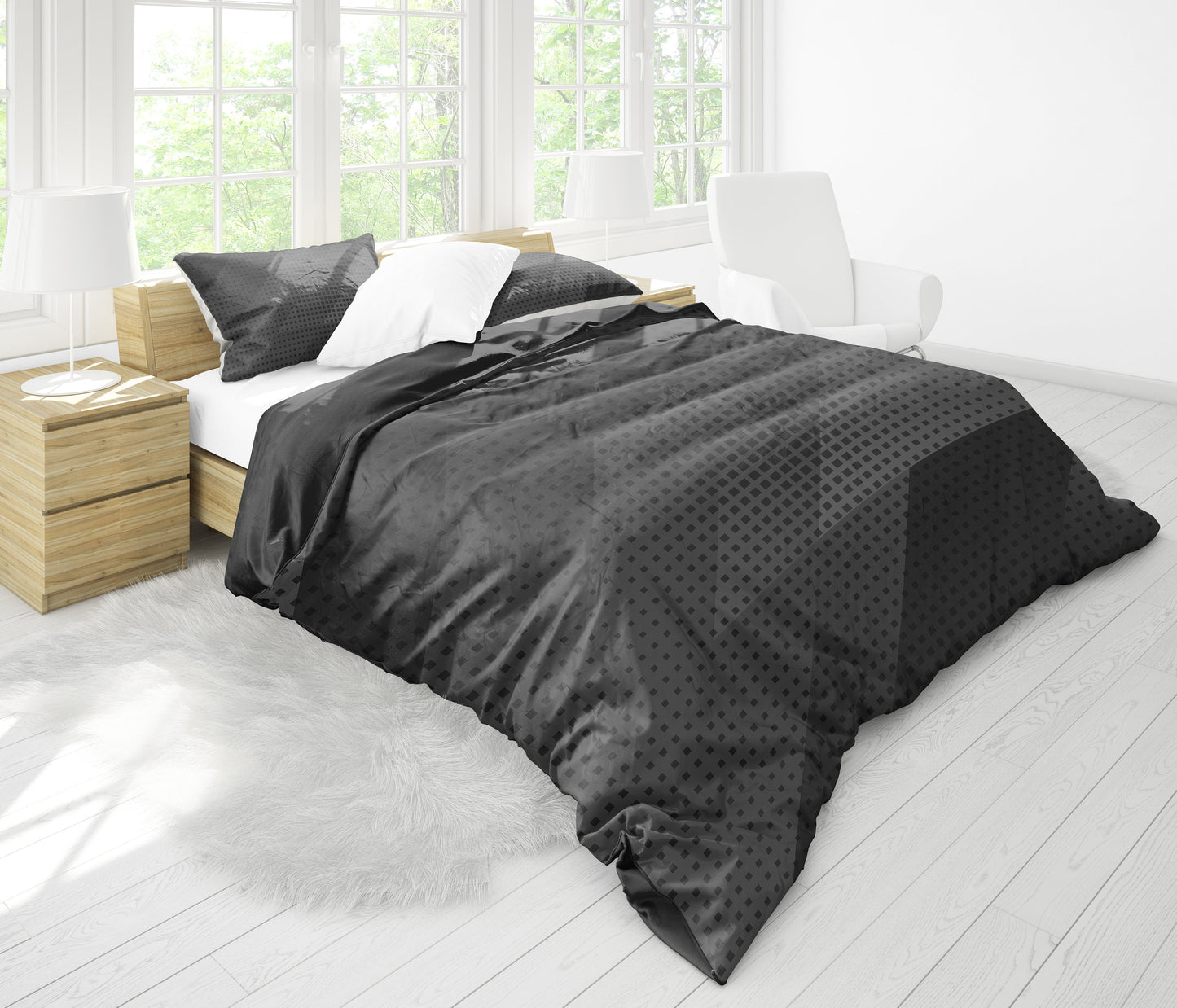 Dark Grey & Black Abstract Bedding Set