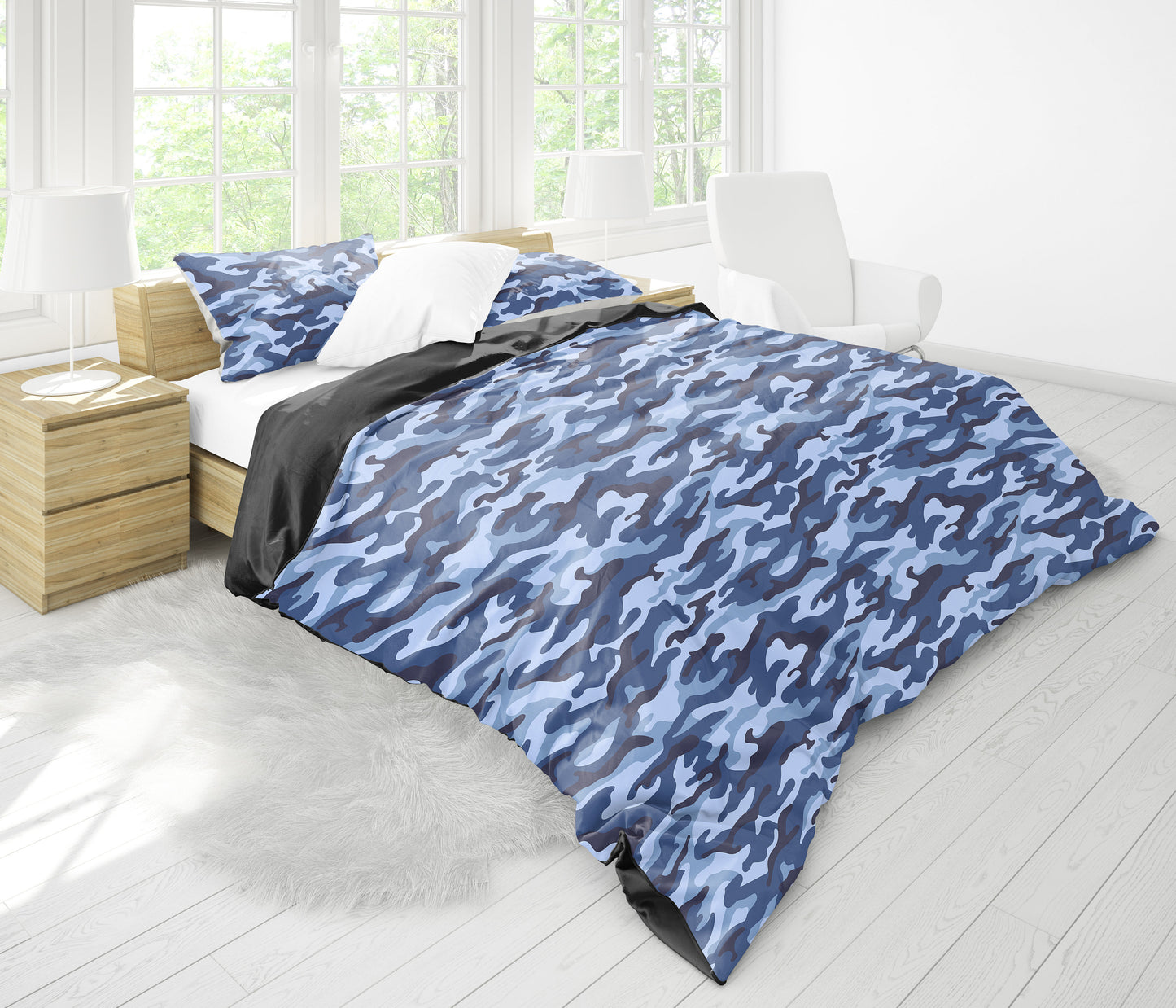 Blue Camouflage Bedding Set