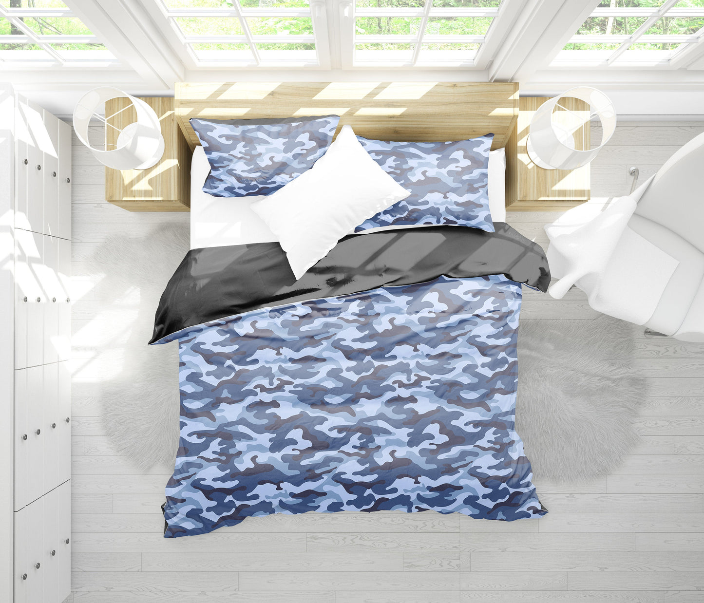 Blue Camouflage Bedding Set
