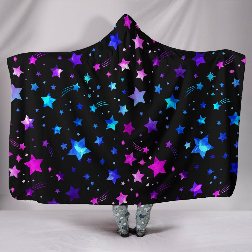 Pink & Purple Stars Hooded Blanket