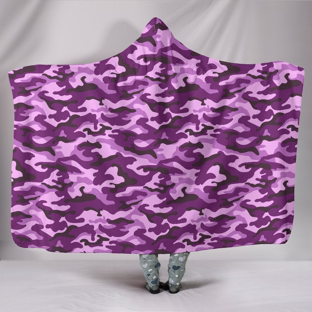 Purple Camouflage Hooded Blanket