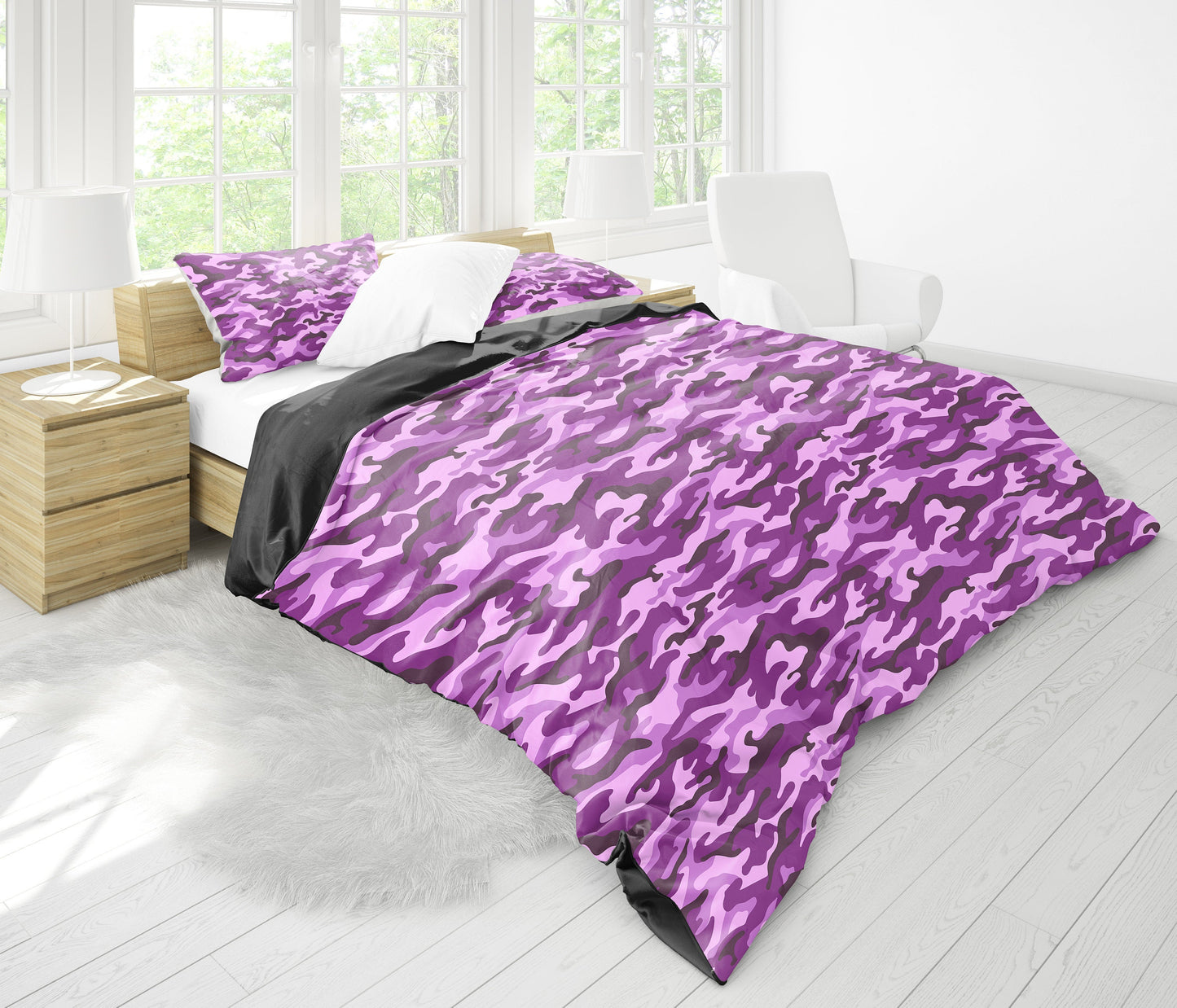 Purple Camouflage Bedding Set