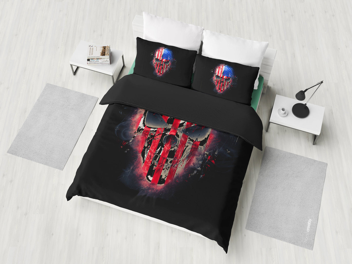 American Flag Skull Bedding Set