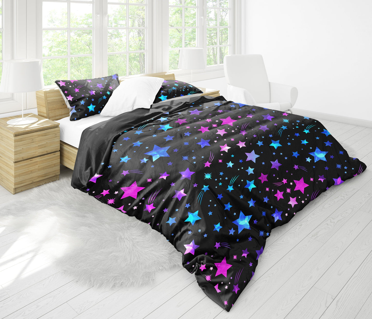 Pink & Purple Stars Bedding Set