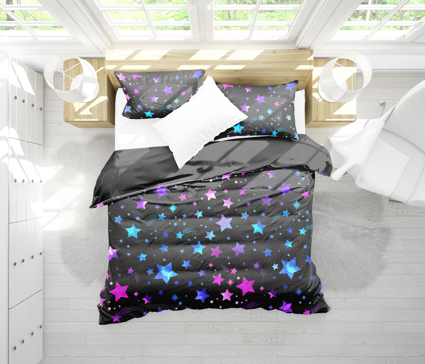 Pink & Purple Stars Bedding Set