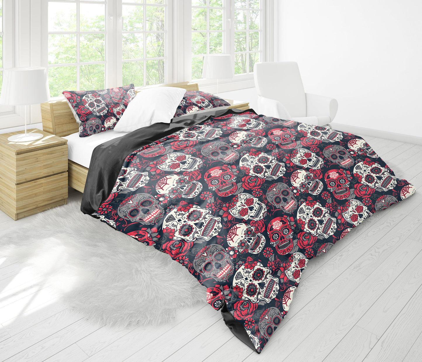 Sugar Skulls & Roses Bedding Set