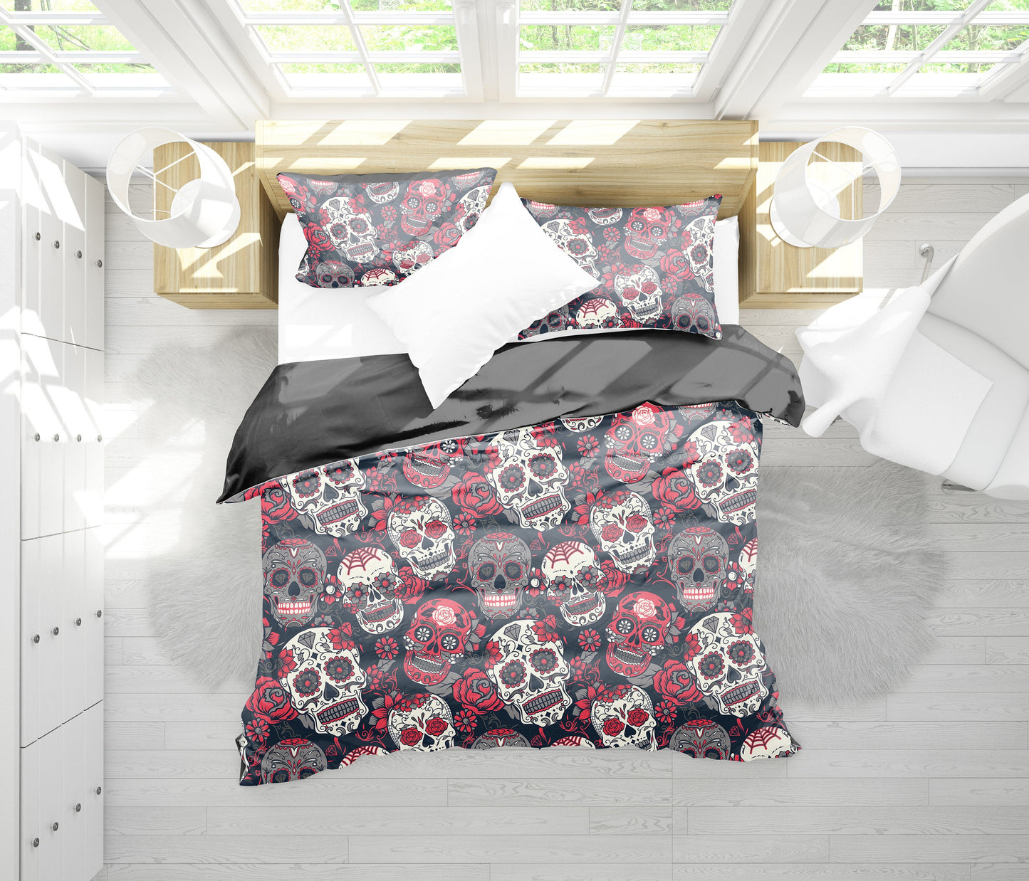 Sugar Skulls & Roses Bedding Set