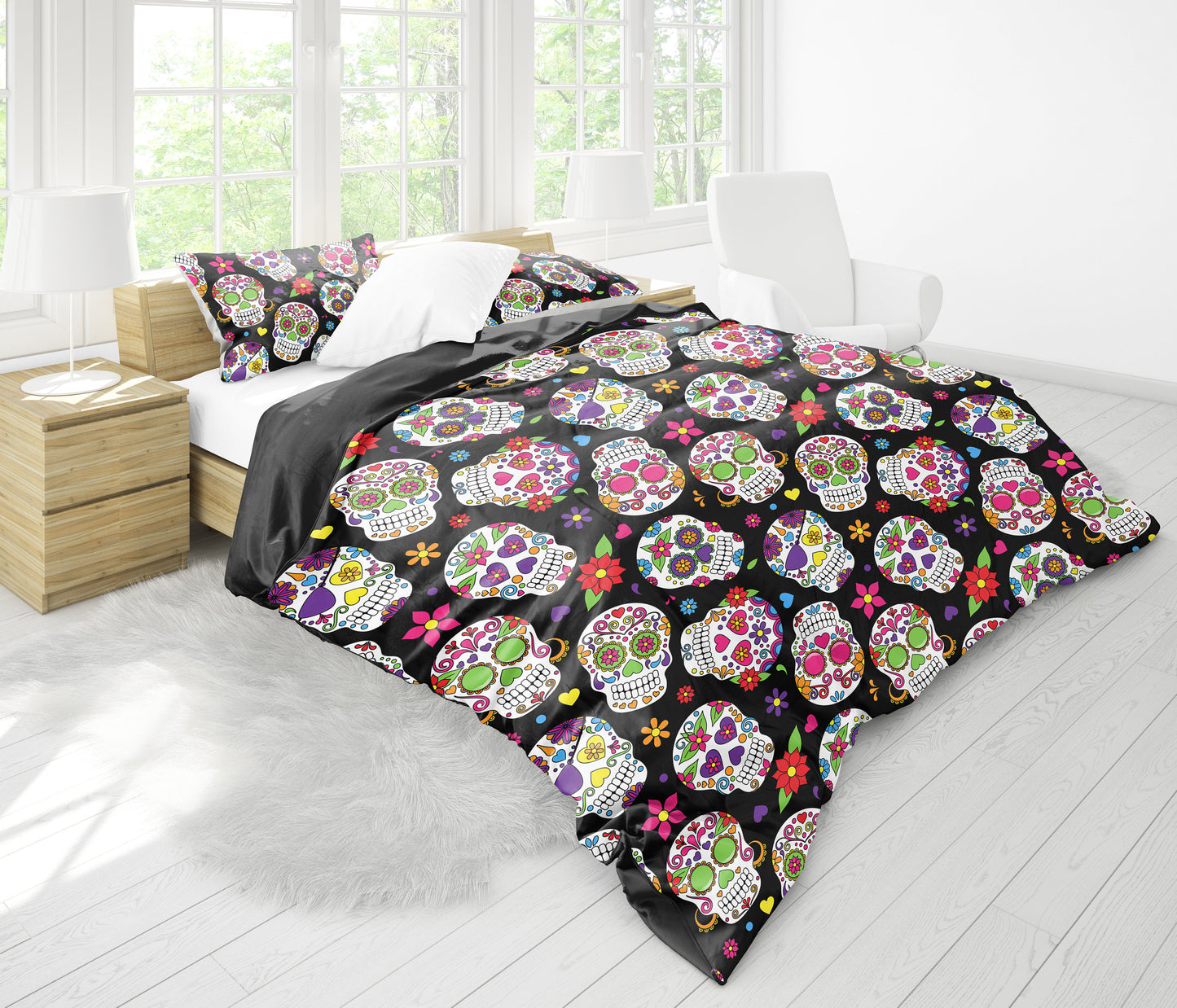 Colorful Sugar Skulls Bedding Set