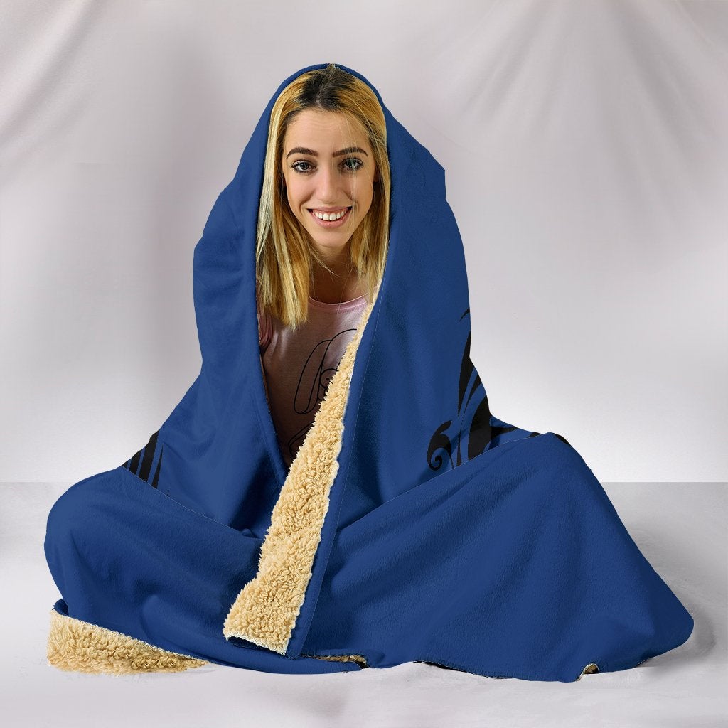Blue Yin Yang Dragons Hooded Blanket