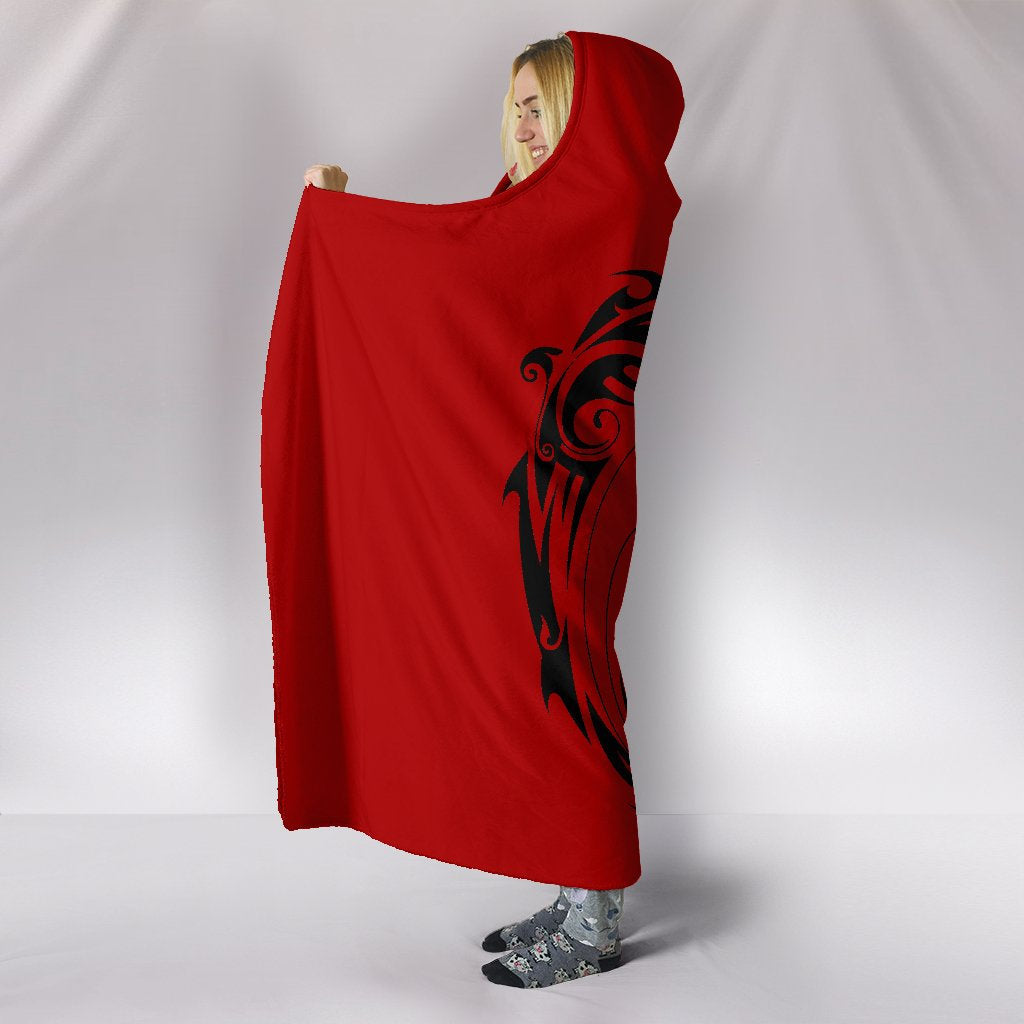 Red Yin Yang Dragons Hooded Blanket