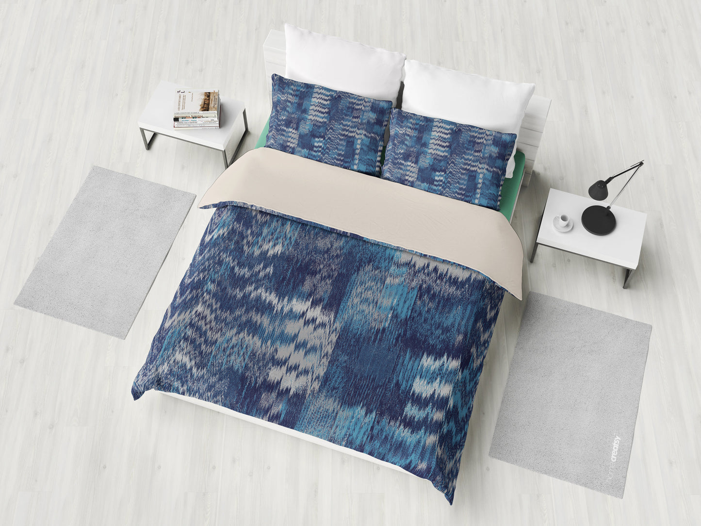 Blue Distorted Abstract Bedding Set