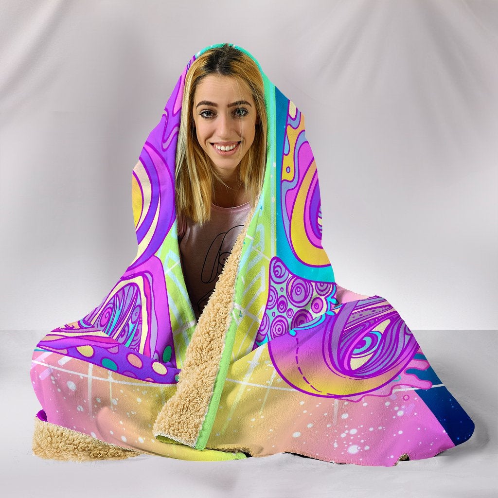 Colorful Magic Mushrooms Hooded Blanket