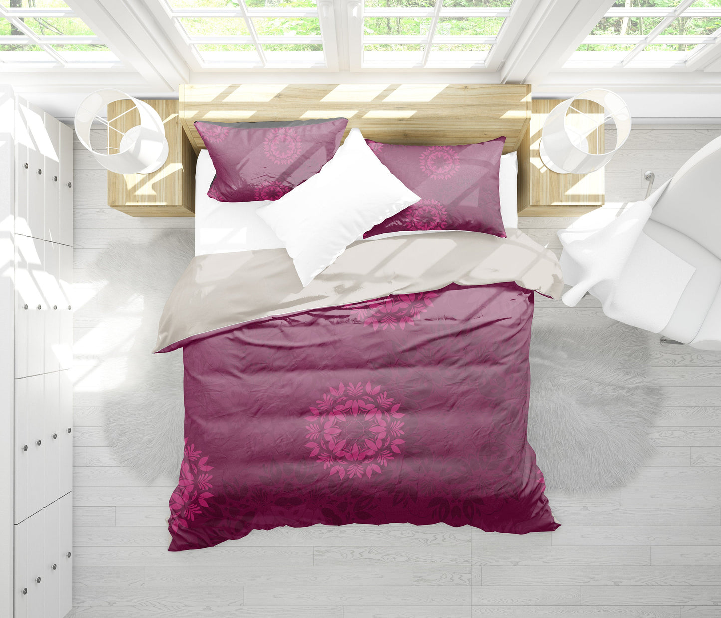 Magenta Mandalas Bedding Set