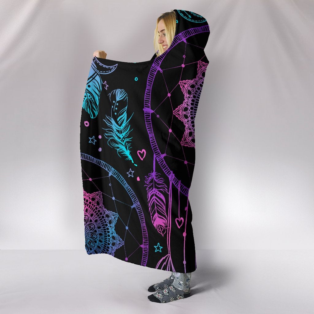 Pink & Purple Dream Catcher Hooded Blanket