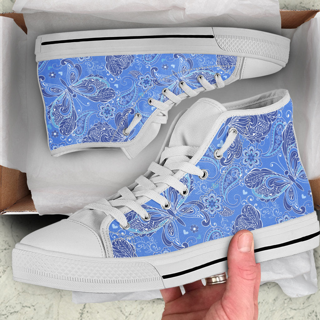 Purple Butterflies Decor High Top Shoes