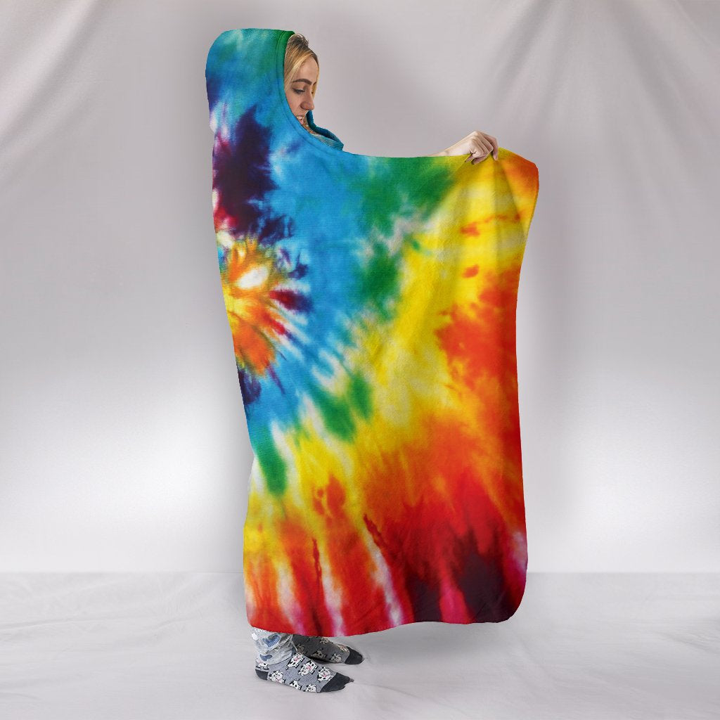 Colorful Tie Dye Abstract Art Hooded Blanket