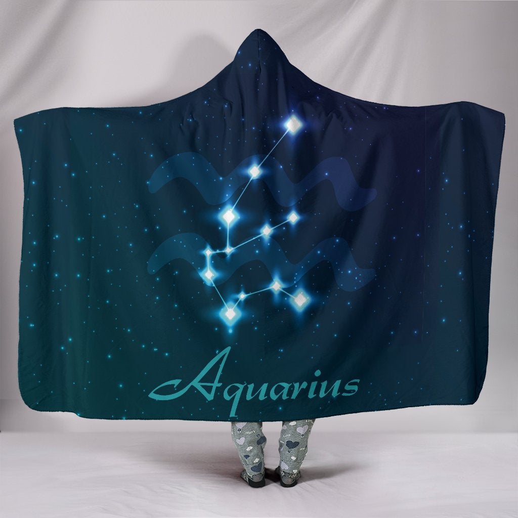 Aquarius Zodiac Hooded Blanket