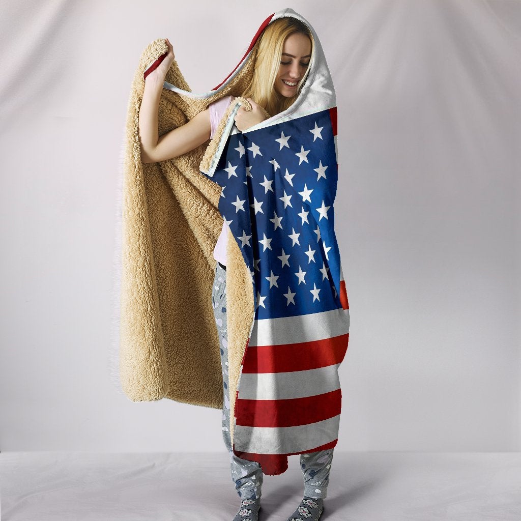 American Flag Hooded Blanket