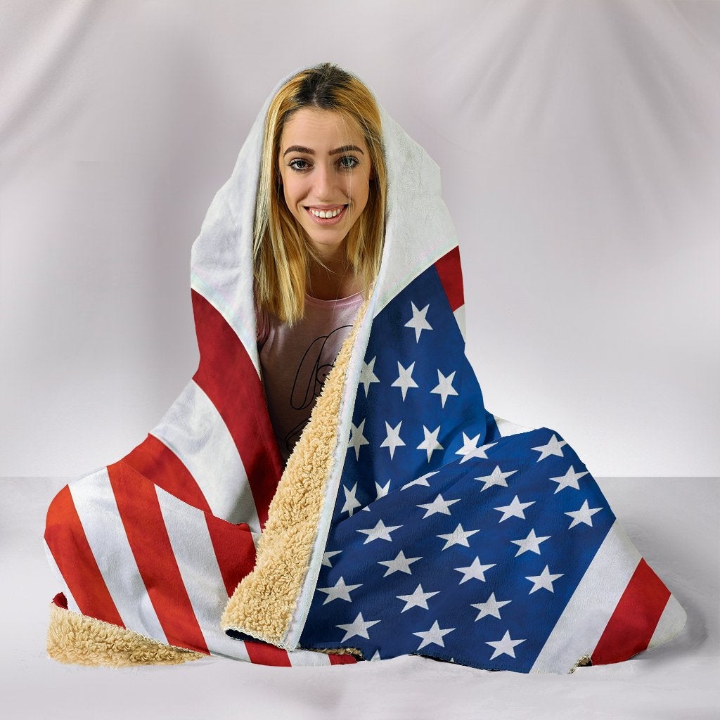 American Flag Hooded Blanket