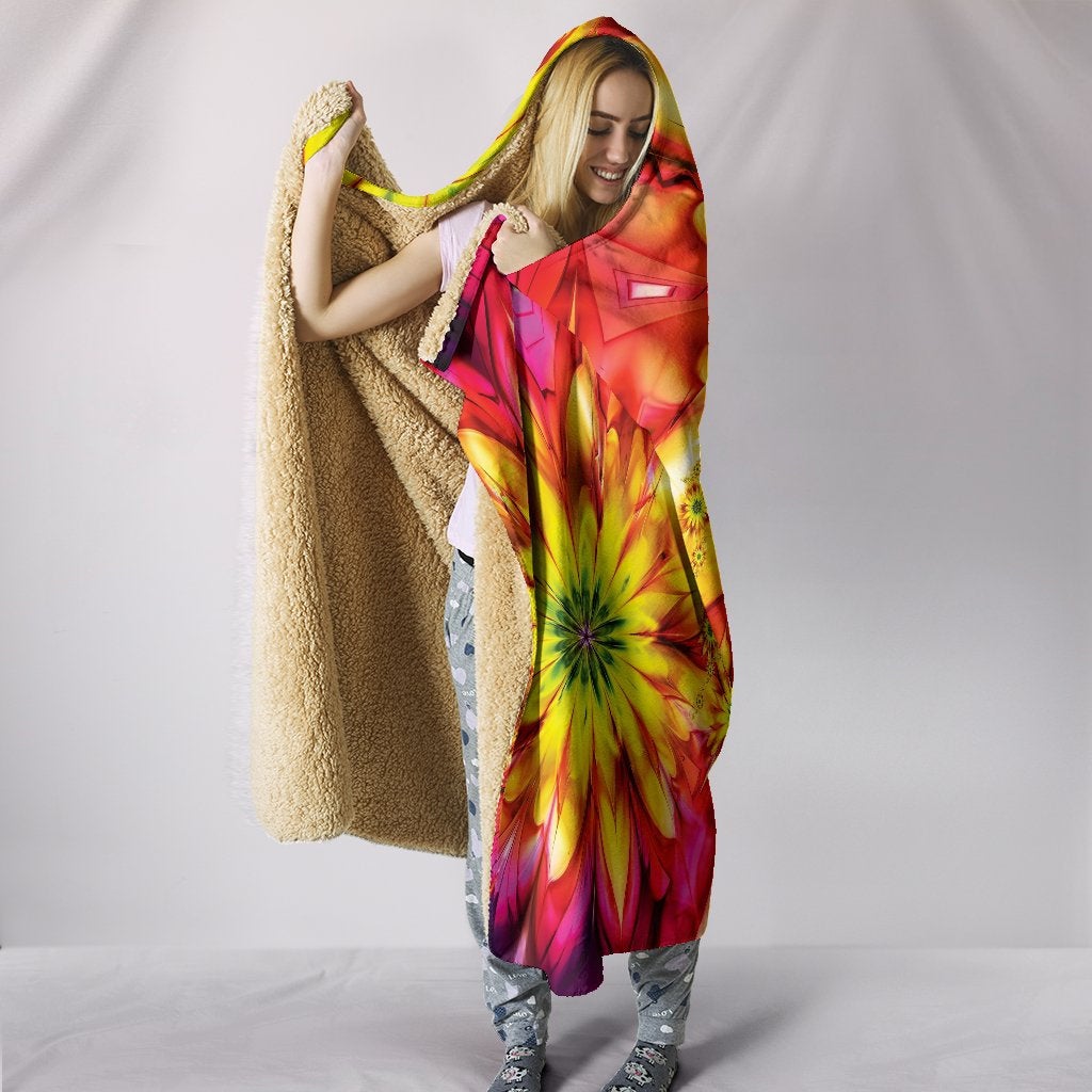 Colorful Sunflowers Abstract Hooded Blanket