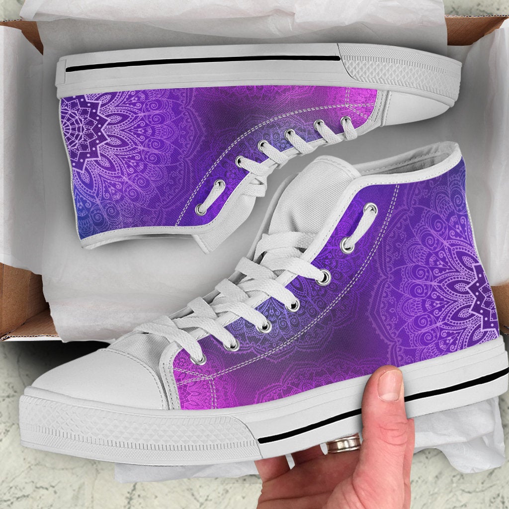Purple Mandalas High Top Shoes