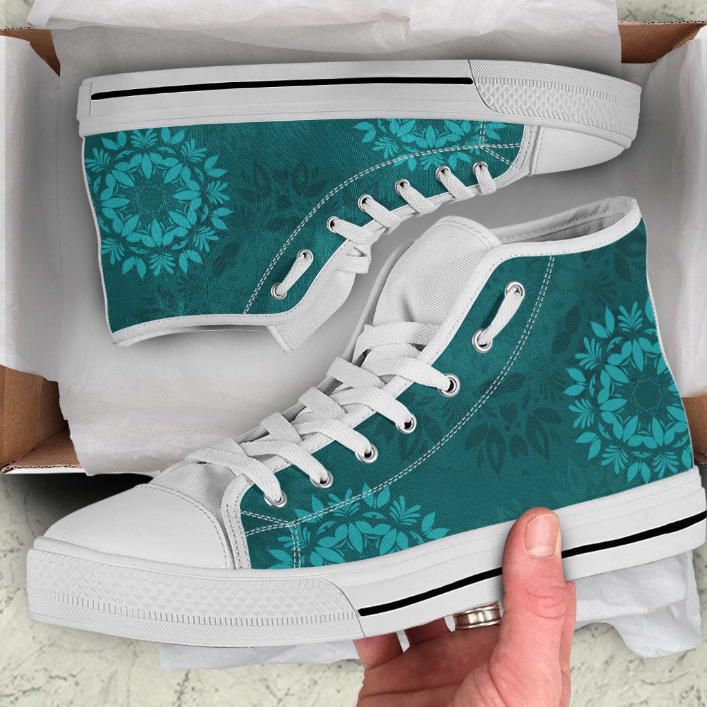 Light Green Teal Mandalas High Top Shoes