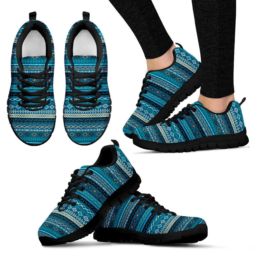Ligh Green Teal Boho Stripes Sneakers