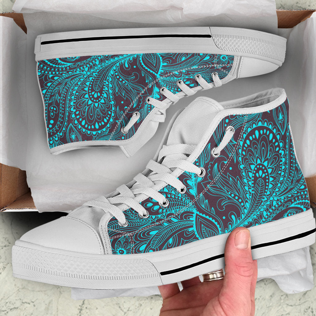 Light Green Teal Decor High Top Shoes