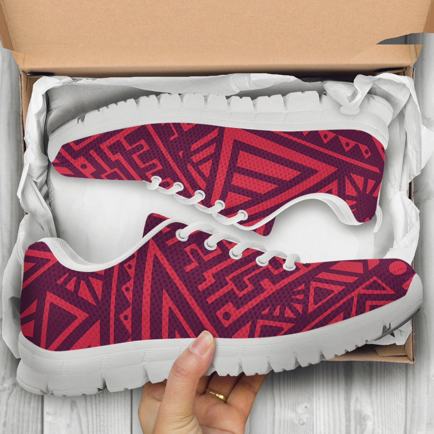 Red Tribal Polynesian Sneakers